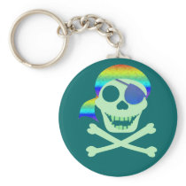 Green Pirate Skull Keychain