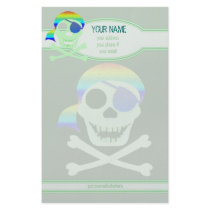 Green Pirate Skull Personalized Stationery