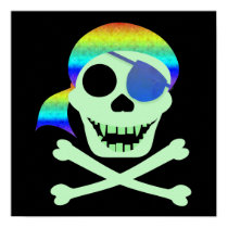 Green Pirate Skull Poster