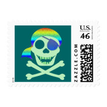 Green Pirate Skull Stamps