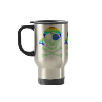 Green Pirate Skull Travel Mugs