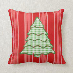Green Plaid Christmas Tree V4 Pillow