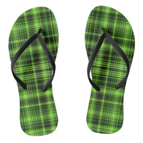 Green Plaid Flip Flops