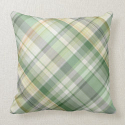 Green plaid pattern throw pillows