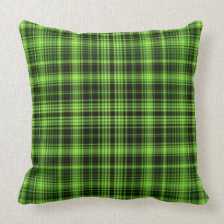 Green Plaid Throw Pillow
