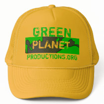 GREEN PLANET LOGO, GREEN, PLANET, PRODUCTIONS.ORG hats