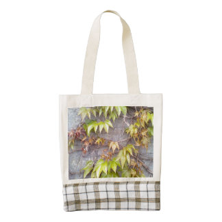 Green plant on a stone wall zazzle HEART tote bag