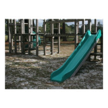 Green Playground slide, wood jungle gym Custom Invitation