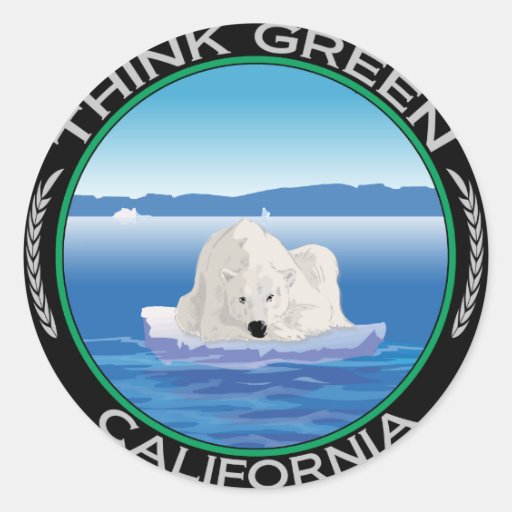 Green Polar California Round Stickers