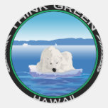 Green Polar Hawaii Round Stickers