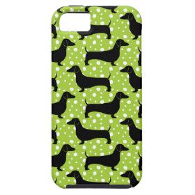 Green Polka Dachshunds iPhone 5 Cases
