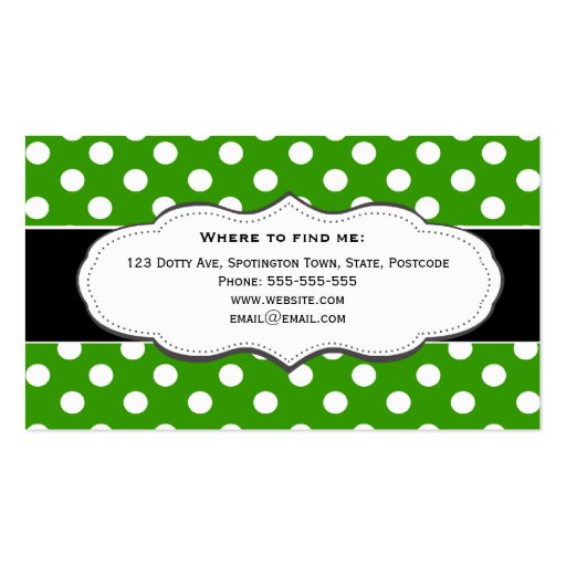 Green Polka Dot Business Cards (back side)