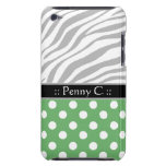 Green Polka Dot Faded Zebra Print iPod Case iPod Touch Cases
