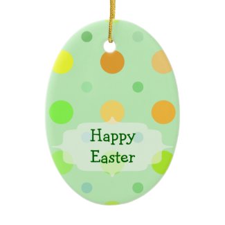 Green Polka Dot Happy Easter Egg Ornament