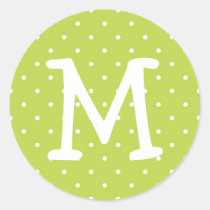 Green polka dot kiddo monogram letter custom stickers