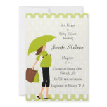 Green Polka Dot &  Mod Pregnant Mom - Boy or Girl invitations