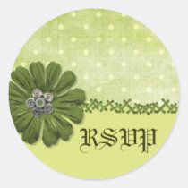 Green Polka Dot RSVP Stickers stickers