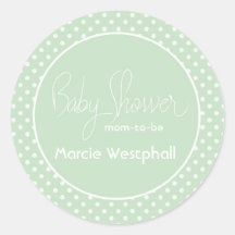 Green Polka Dots Baby Shower Mom Stickers
