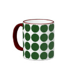 Green Polka Dots on White Coffee Mug