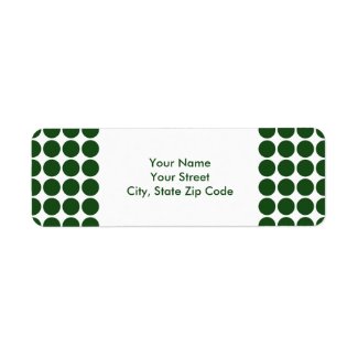 Green Polka Dots on White return address label
