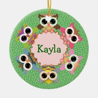 Green Polka Dots Owl Wreath Personalized