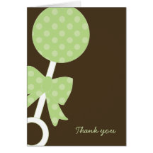 Green Polka Dots Rattle Thank You Notes Cards