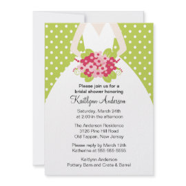Green Polka Dotted Bride Bridal Shower Invitation invitation