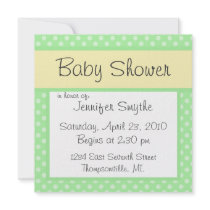 Green Polka Dotty Baby Shower Invitation by CuddleTree Green Polka Dotty Baby Shower Invitation
