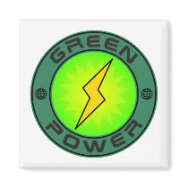 Green Power Fridge Magnet