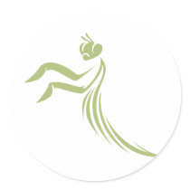 Green Praying Mantis Logo Round Sticker