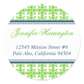 Green preppy custom fancy return address label sticker