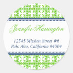 Green preppy custom fancy return address label sticker