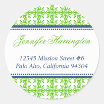 Green preppy custom fancy return address label stickers