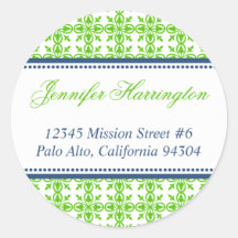 Green preppy custom fancy return address label sticker