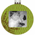 Green Printed Christmas Ball Photo Ornament Frame photo sculptures by holidayornaments Green Printed Christmas Ball Photo Ornament Frame photo sculptures