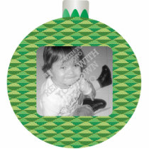 Green Printed Christmas Ball Photo Ornament Frame photo sculptures