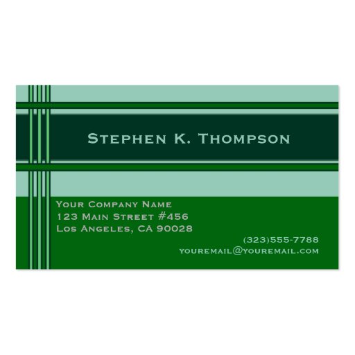 Green Professional Stripes Block Business Cards (front side)