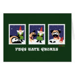 Green Pugs Hate Gnomes Holiday Card