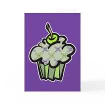 green punk skull crossbones cupcake cards