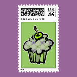 green punk skull crossbones cupcake