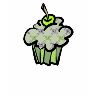 green punk skull crossbones cupcake shirt