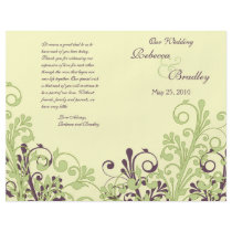 Green & Purple Abstract Floral Wedding Program Flyers