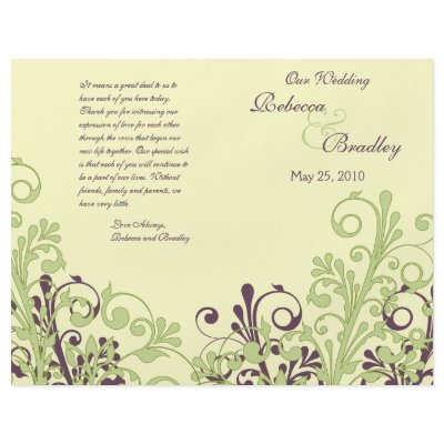 Green & Purple Abstract Floral Wedding Program Flyers