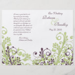 Green & Purple Abstract Floral Wedding Program Flyer Design