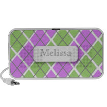 Green & Purple Argyle Personalized Doodle Speaker speakers