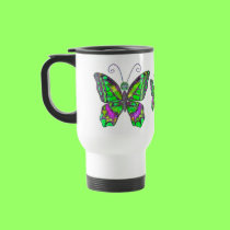 Green Purple Butterfly mug mugs