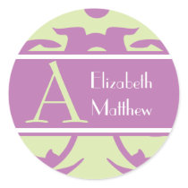 Green Purple Customize Last and First Name Sticker