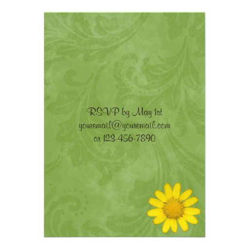 Green & Purple Daisy Flower Birthday Invitation