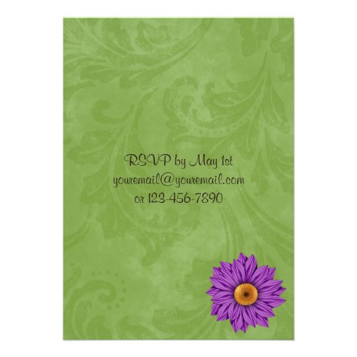 Green & Purple Flower Birthday Invitation