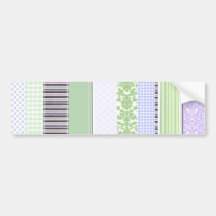 Green & purple girly stripe pattern bumper stickers